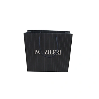 Custom Logo printing paper bag Luxury Black Bag UV Paper Bag with rope handle